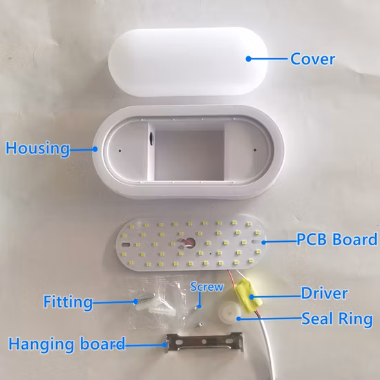PC ABS marco blanco IP65 impermeable 10W 15W 18W 20W 22W 25W 30W luz de techo redonda a prueba de humedad lámpara LED de mampara ovalada cuadrada